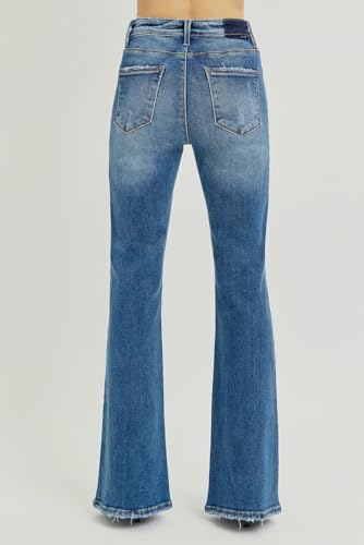 Risen Jeans - Tummy Control High Rise Flare Step Hem Jeans - RDP58192
