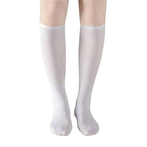 6 Pack of Women Knee High Socks Dress Trouser Socks with Comfort Band Opaque Stretchy Spandex-A6-White