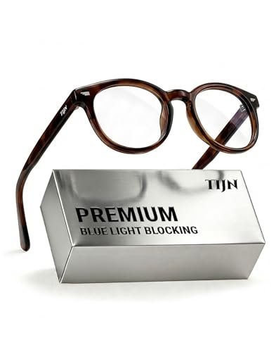 Image of TIJN Blue Light Blocking Glasses Men Women Vintage Thick Round Rim Frame Eyeglasses
