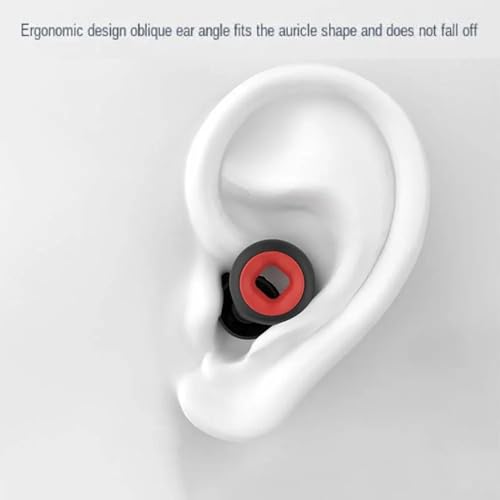Image of AUGEN Ear Plugs for Sleeping, Noise Canceling, Reusable Silicone Earplugs for Hearing Protection, Waterproof EarPlugs Suitable for Swimming Studying Traveling Concerts Airplanes (Black Red, M8)