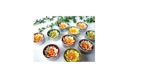 Relax Spa Shop Lotus Flower Candle in Tea Lights, Floating Candles, Scented Tea Lights, Aromatherapy Relax (Pack of 10 Pcs.) no.1