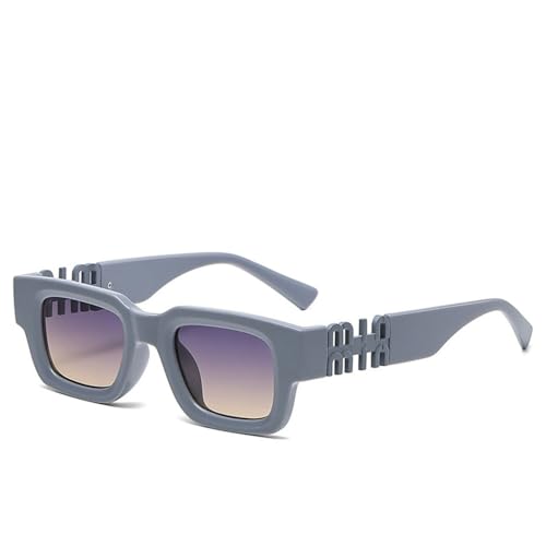 Lunettes de soleil rectangulaires gris thé pour hommes et femmes style punk