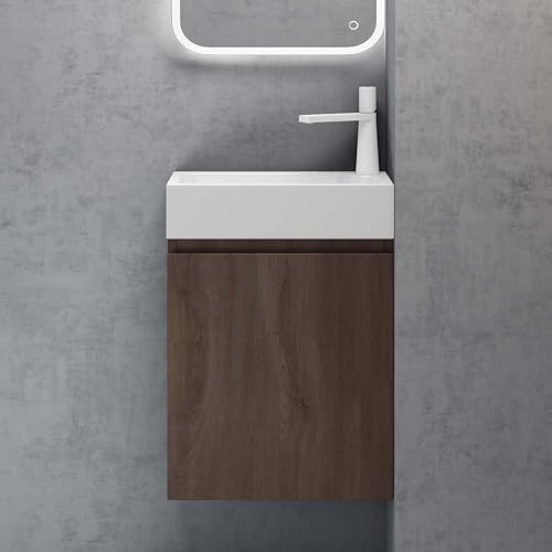 doporro Badmöbel Set Waschtisch mit Unterschrank Waschbecken-Unterschrank für Gäste-WC 46cm in Eiche Stirling Design Waschplatz Wandmontage Pisa 02 doporro Badmöbel Set Waschtisch mit Unterschrank Waschbecken-Unterschrank für Gäste-WC 46cm in Eiche Stirling Design Waschplatz Wandmontage Pisa 02