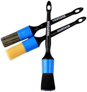 MVEQRRN 3pcs Car Detailing Brush Set,Boars Hair Detailing Brush Blue