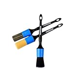 MVEQRRN 3pcs Car Detailing Brush Set-1pcs Boars Hair Car Detailing Brushes,1pcs Ultra Soft No Scratch Detailing Brush for Air Vent,Leather Seat 1pcs auto Detail Brushes for Interior Exterior(Blue)