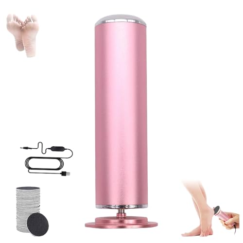 Dermave 電動足カルスリムーバー 死んだ肌とひび割れたかかと用 360度回転 電動足カルスリムーバー 60枚 交換用サンドペーパーディスク (ライトピンク)