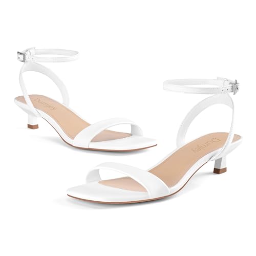Image of Women Kitten Heel Sandals Ankle Strap Heeled Sandals Square Open Toe Dress Party Shoes