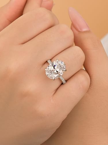 5.0/8.0CT Excellent Oval Cut Engagement Ring,D-Color VVS Big CZ Gemstone 925 Sterling Silver Promise Ring4
