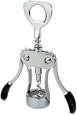 Sacacorchos con alas, Sacacorchos de botella abridor camarero acero inoxidable plateado 18x7,3 cm