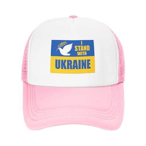 Vetrova I Stand with Ukraine Trucker Hats Support Ukraine Hat Adjustable Mesh Back Baseball Cap for Kids