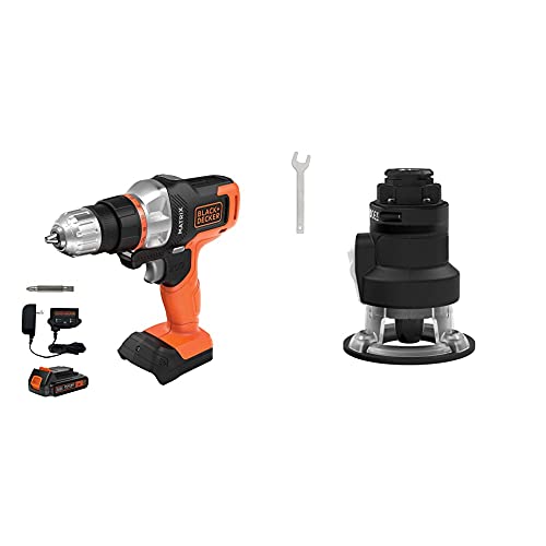 BLACK+DECKER 20V MAX Matrix Cordless Drill/Driver with Router Attachment (BDCDMT120C & BDCMTR)