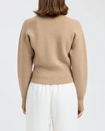 Women's Long Sleeve Zip Up Knit Cardigan Stand Collar Full Zip Sweater Lightweight Ribbed Knit Sweater3