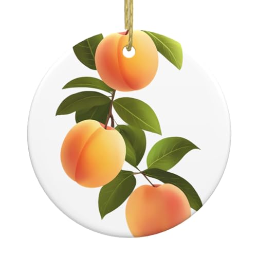 WHJDPP Colgante redondo de cerámica con imagen de melocotones de verano para decorar tiendas, puertas y ventanas