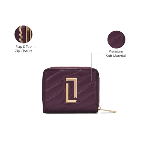 Image of Lavie Luxe Women's Diagonal Flap 25 Quilted Small Zip Wallet | Gift for Women