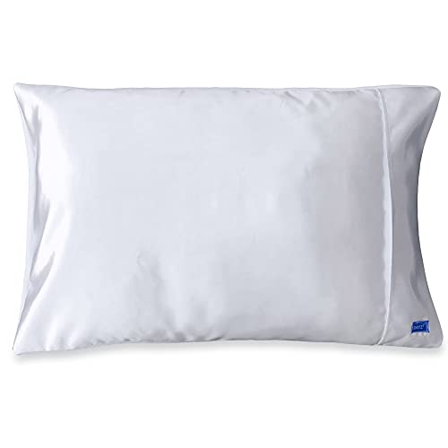 Dryzzz White Satin Towel Pillowcase | Absorbent Microfiber Pillow Case For Wet Hair | Cooling Satin Pillowcase | 2-In-1 Patented Design | Hair & Skin Pillow Case Protector | Pillow Cases Standard Size #TOP1