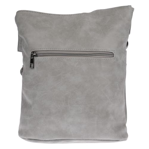 Christian Wippermann Damen Tasche Schultertasche Umhängetasche Crossover Bag Leder Optik Handtasche Grau