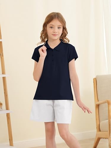 Image of OHD 4 Pack Girls Polo Shirt Girls Uniform Polo for School Cotton Shirts School Uniform Tops Size 3T-14