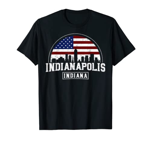 Indianapolis Skyline - Camiseta Indianapolis Indiana USA Flag Camiseta