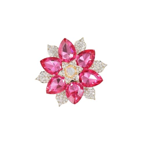 Image of Rhinestone Sunflower Brooch Pin for Women Red Black Purple Large Flower Broochs Snowflake Brooch Marquise Wreath Brooches Jewelry