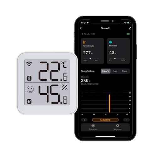 Konyks Termo 2, Thermomètre Hygromètre connecté Wi-Fi, Grand écra...