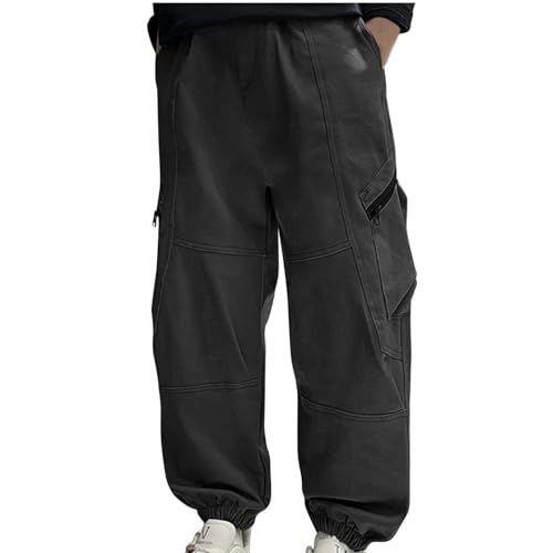 Boys Cargo Pants Casual High Waisted Drawstring Loose Fit Pockets Kid Cargo Sweatpants Baby Clothes