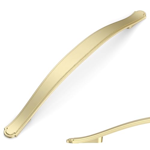 Image of Asidrama 10 Pack 6.3 Inch(160mm) Brushed Brass Kitchen Cabinet Handles Cabinet Pulls Kitchen Cabinet Hardware for Cupboard Drawer Pulls