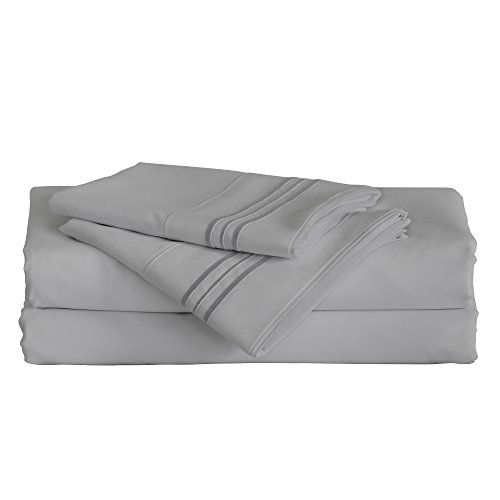 Furinno Angeland Vienne Sheet and Pillowcase Set, Full, Grey