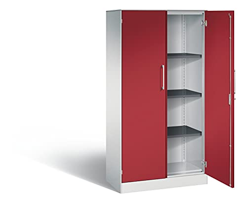 Flügeltürenschrank ASISTO Höhe 1617 mm Breite 800 mm 3 Fachböden lichtgrau rubinrot C+P