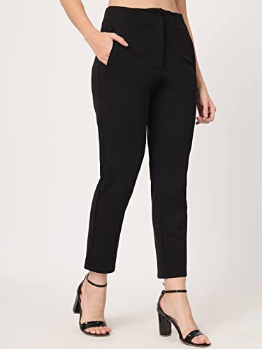 Image of BEATNIK Poly Knit Fitted Beige Womens Trousers