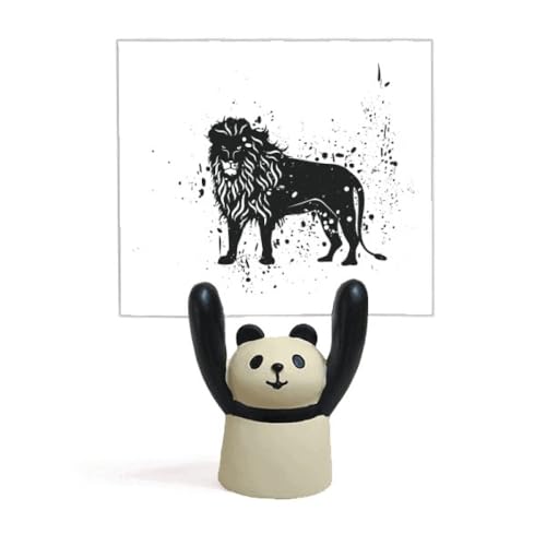 Porte-mémo motif lion mexicain et panda, support décoration de bureau original noir et blanc