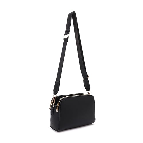 JESSIE & JAMES Triple Zip Crossbody Concealed Carry Bag Small Crossbody Camera Bag Purse with Wide Shoulder Strap2