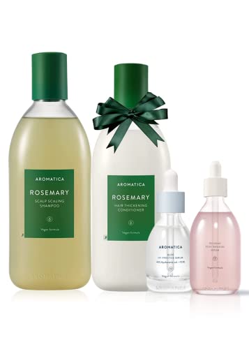 AROMATICA Rosemary Shampoo & Conditioner Set + Aloe Serum + Rose Serum