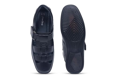 Image of Heels County Faux Leather Fisherman Sandals for Men