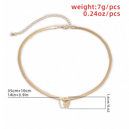 Collar para hombre y mujer con colgante de mariposa dorada y cadena de serpiente 3