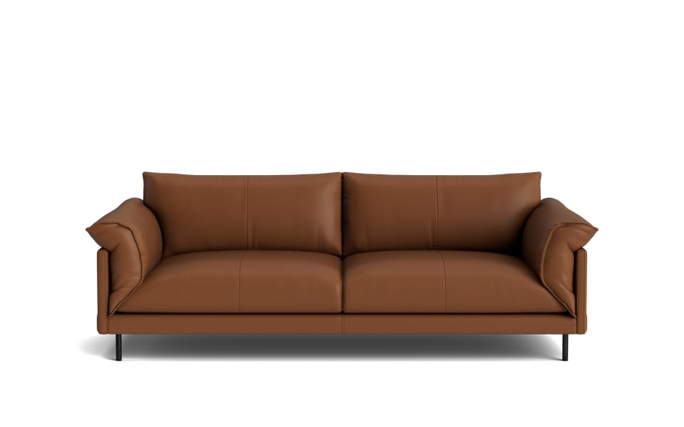 Image of LEGACY OF COMFORT Zola 3 Seater Sofa Three Seater Sofa Leather for Living Room Hotels and Offices (Caramel)