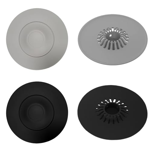 Juego de 4 tapones de silicona para fregadero de cocina, tapón para fregadero, tapón de bañera y tapón de lavabo con función de colador de pelo, antiatascos, tapones de desagüe para lavabos