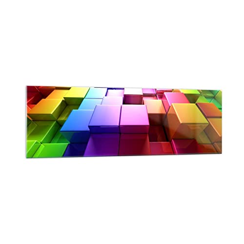 Vidrios decorativos 160x50cm Cuadro Sobre Vidrio Moderno Abstracto colorido diseño patrón Grande XXL Cuadros Pared Impresiones Decoracion Salon Impresión en Cristal Wall Art Prints GAB160x50-2174