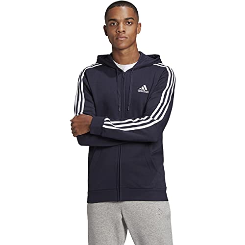 Image of adidas Men's Essentials Fleece 3-Stripes Full-Zip Hoodie, Legend Ink, Large
