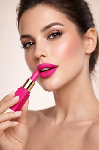 Image of Grace Heaven Matte Lipstick, Long Lasting, Smudge-Proof, Lightweight Formula, Bullet Lipstick (Bright Pink)