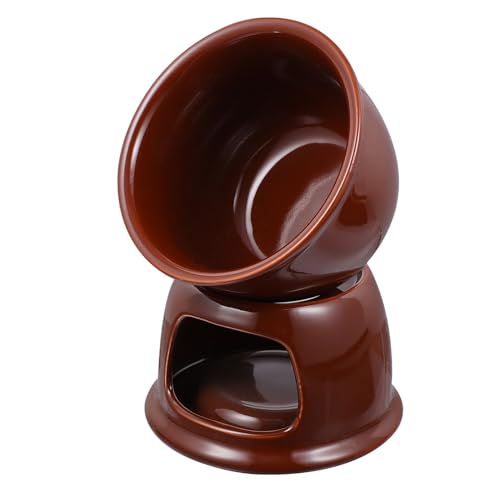 SHOWERORO Olla para Fondue de Cerámica para Derretir Chocolate y Queso Multifunción para Cocina y Aperitivos para Fiestas y Reuniones Color Marrón