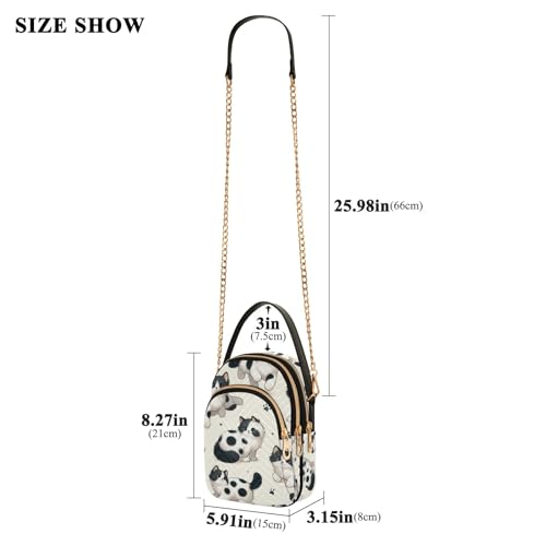 SUABO Crossbody Bag for Women, Lovely White Black Cat Phone Purse Detachable Chain Bag Shoulder Handbag Wallet3