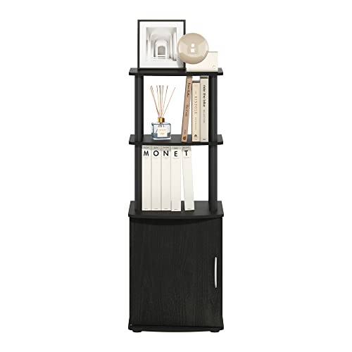 Image of Furinno Turn-N-Tube Tall TV Entertainment Side Table Display Rack with Storage Cabinet, 2-Tier, Blackwood /Black | Storage Shelves, Book Shelf, Bookcase with Door, for Organization, Living Room, Home Office