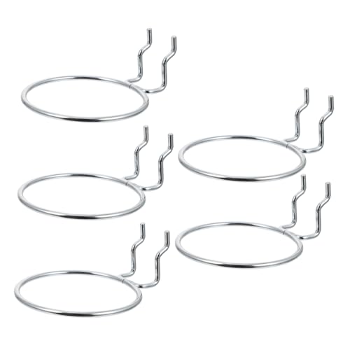 NUOLUX 5個 属電鍍ペグボードカップホルダー 滑らかな表面で 設計 丈夫で耐久性のあるペグボード用丸型フック ガレージやキッチンの収納整