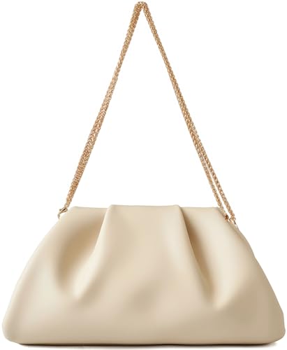 Image of Women's Woven Evening Bag Ruched Dumpling Clutch Purse Detachable Chain Crossbody Bag