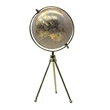 Globo Terráqueo Decorativo de Metal y Pvc 'Trípode' Mapamundi. Adornos y Esculturas. Regalos Originales. Decoración Hogar. 17 x 15 x 36 cm.