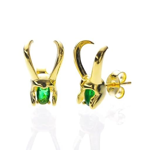 GAUEIOUR Loki - Pendientes de casco, aretes creativos para el día de San Valentín, aretes de casco Loki con incrustaciones de esmeralda, aretes de moda con diamantes de imitación verdes para mujer | Ya disponible en tu tienda friki favorita! En mundofriki.es!