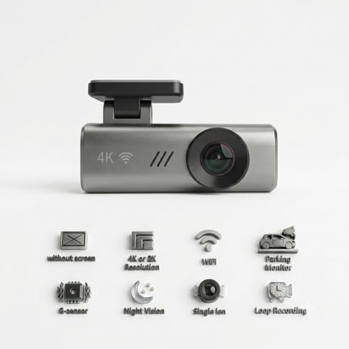 Image of AUTO SNAP 4K Dash Cam for Cars WiFi Dashboard Camera with Night Vision Front Single Lens Car Recorder 24 /7 Parking Monitor G-Sensor Loop Recording Screenless Design Supports 4K /2K Resolution