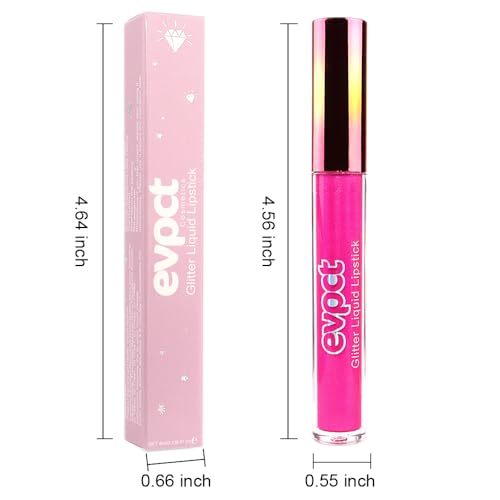 Image of evpct 1Pcs Hot Pink Glitter Metallic Shimmer Diamond Lipstick Lip Gloss for Women Long Lasting Waterproof, Light Bright Rose Pink Sparkle Glitter Matte Liquid Lipstick Lip Makeup Kit, 11#