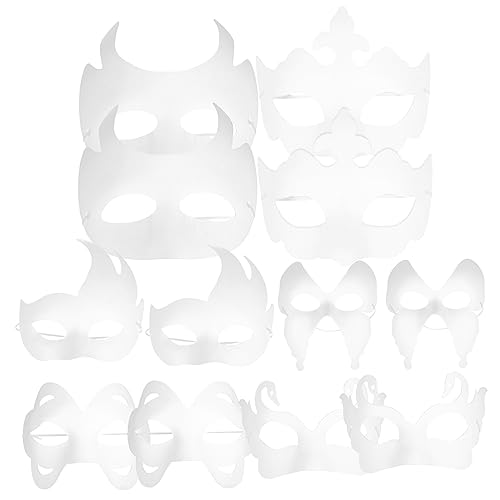 ERINGOGO 12pcs Blank Paper Masks Hand Painted Craft Masks for Masquerade Halloween Carnival and Dance Parties Unpainted Lightweight Easy to