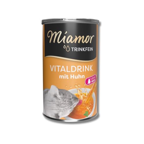MIAMOR - Vitaldrink | Leckerer Drink für ausgewachsene Katzen zur Förderung der Flüssigkeitsaufnahme. Ergänzungsfutter in der Dose zur Unterstützung der Nierenfunktion | 24x135 ml Huhn